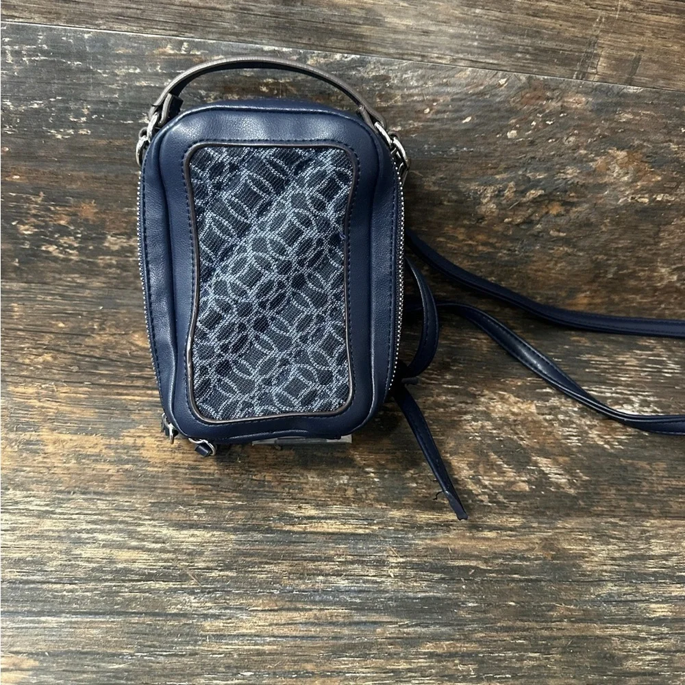 Navy Blue Crossbody Bag with Ornate Detailing